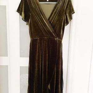 Velvet olive green dress